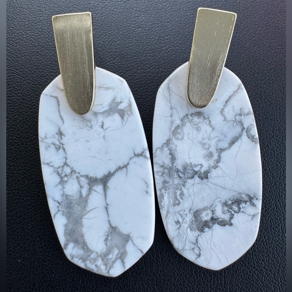 Kendra Scott Aragon Gold & White & Grey Howlite Earrings